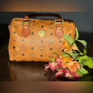 MCM Small Cognac Visetos Satchel
